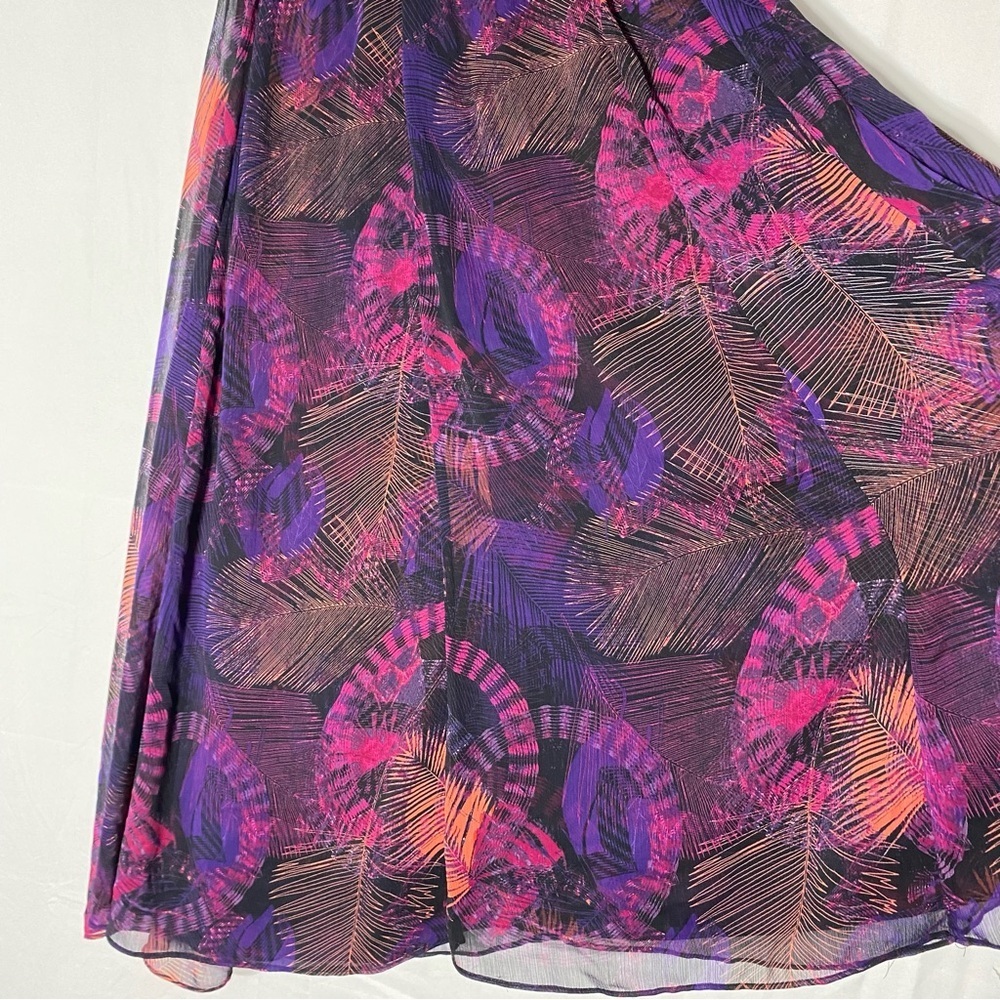 Addition Elle Black Purple Pink Exotic Print Layered Midi Skirt 16 Festival Boho - Picture 9 of 12